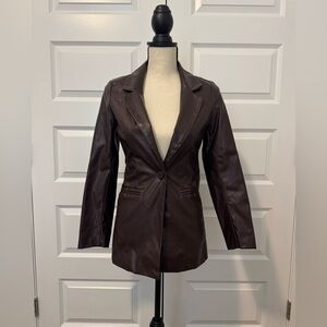 Princess Polly Chocolate Brown Leather Blazer